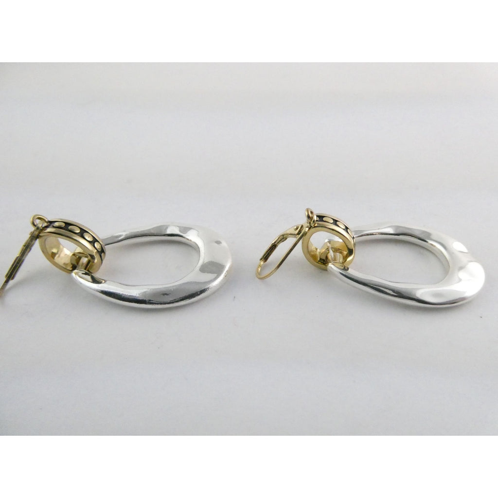 Gilt Sterling Silver Earring Hooks Two Tone Door Knocker Earrings 50mm Length