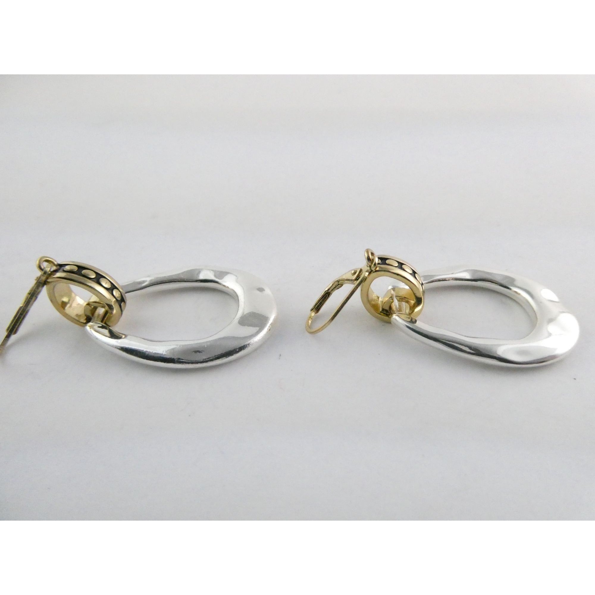 Gilt Sterling Silver Earring Hooks Two Tone Door Knocker Earrings 50mm Length