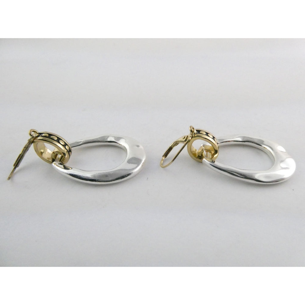 Gilt Sterling Silver Earring Hooks Two Tone Door Knocker Earrings 50mm Length