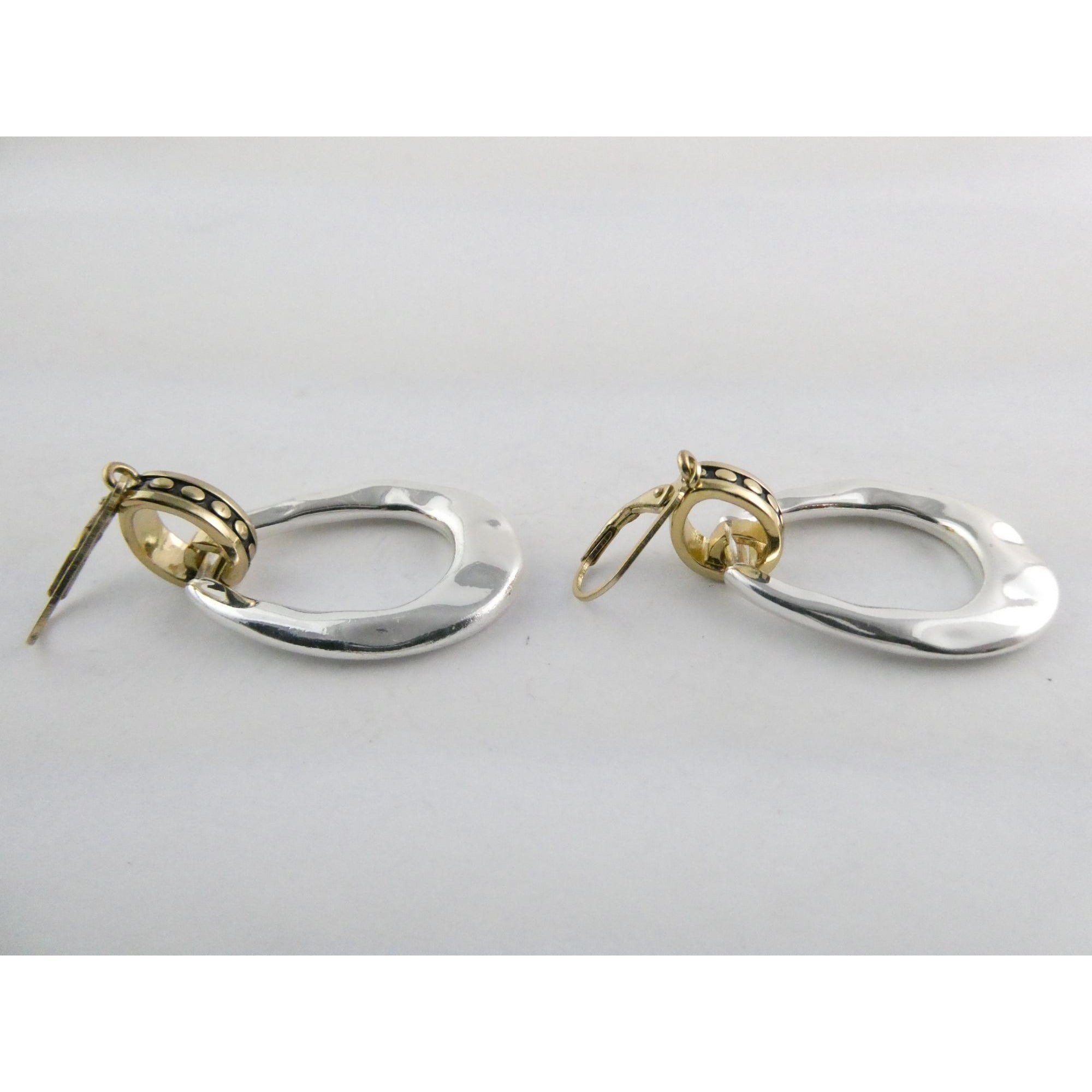Gilt Sterling Silver Earring Hooks Two Tone Door Knocker Earrings 50mm Length