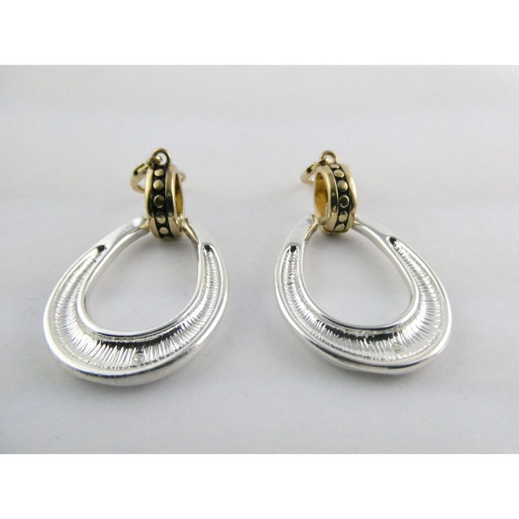 Gilt Sterling Silver Earring Hooks Two Tone Door Knocker Earrings 50mm Length
