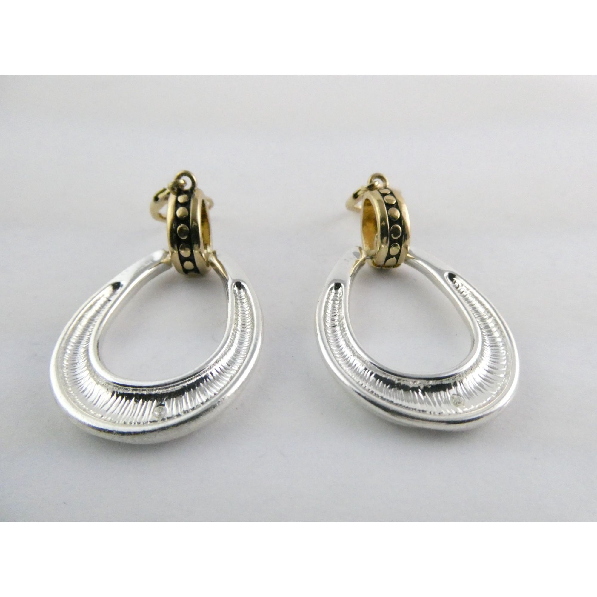 Gilt Sterling Silver Earring Hooks Two Tone Door Knocker Earrings 50mm Length