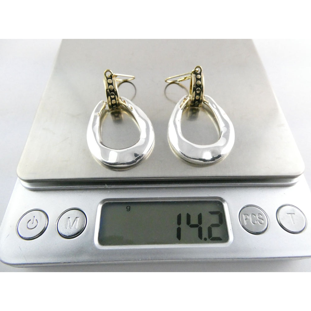 Gilt Sterling Silver Earring Hooks Two Tone Door Knocker Earrings 50mm Length