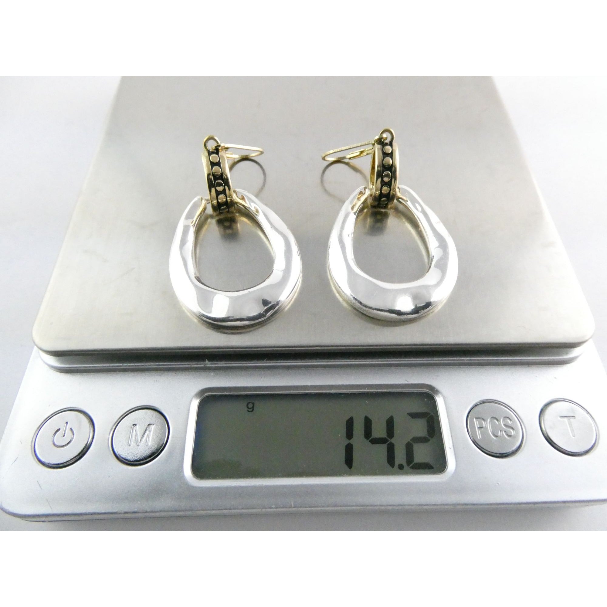 Gilt Sterling Silver Earring Hooks Two Tone Door Knocker Earrings 50mm Length