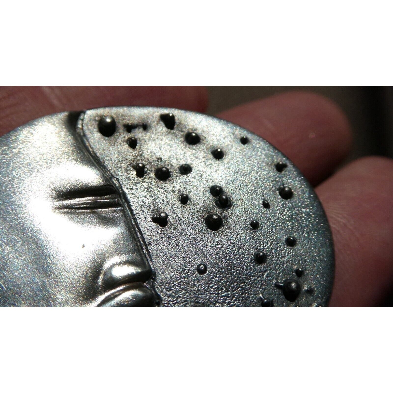 Vintage Handmade Signed Sterling Silver Moon Face and Star Pendant 925 14.8g 312