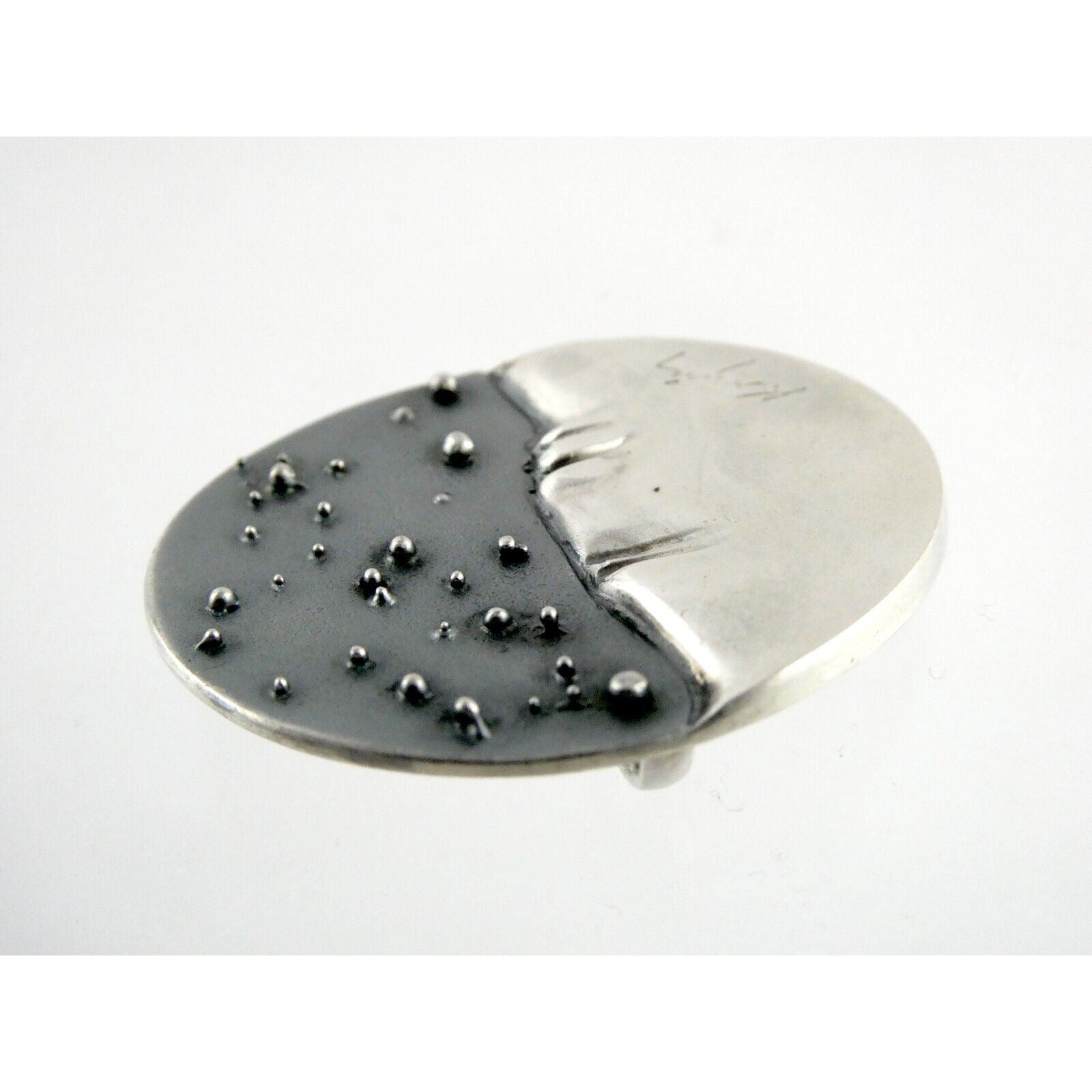 Vintage Handmade Signed Sterling Silver Moon Face and Star Pendant 925 14.8g 312