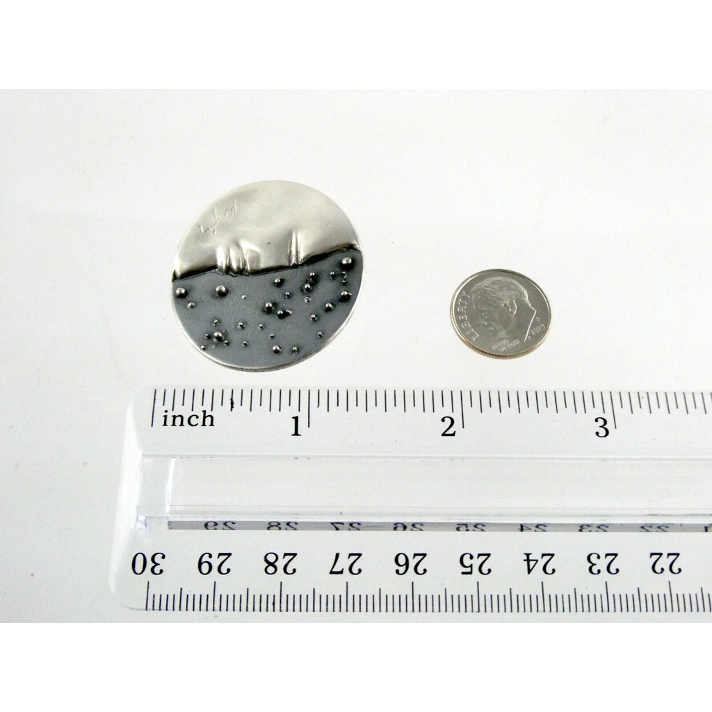 Vintage Handmade Signed Sterling Silver Moon Face and Star Pendant 925 14.8g 312