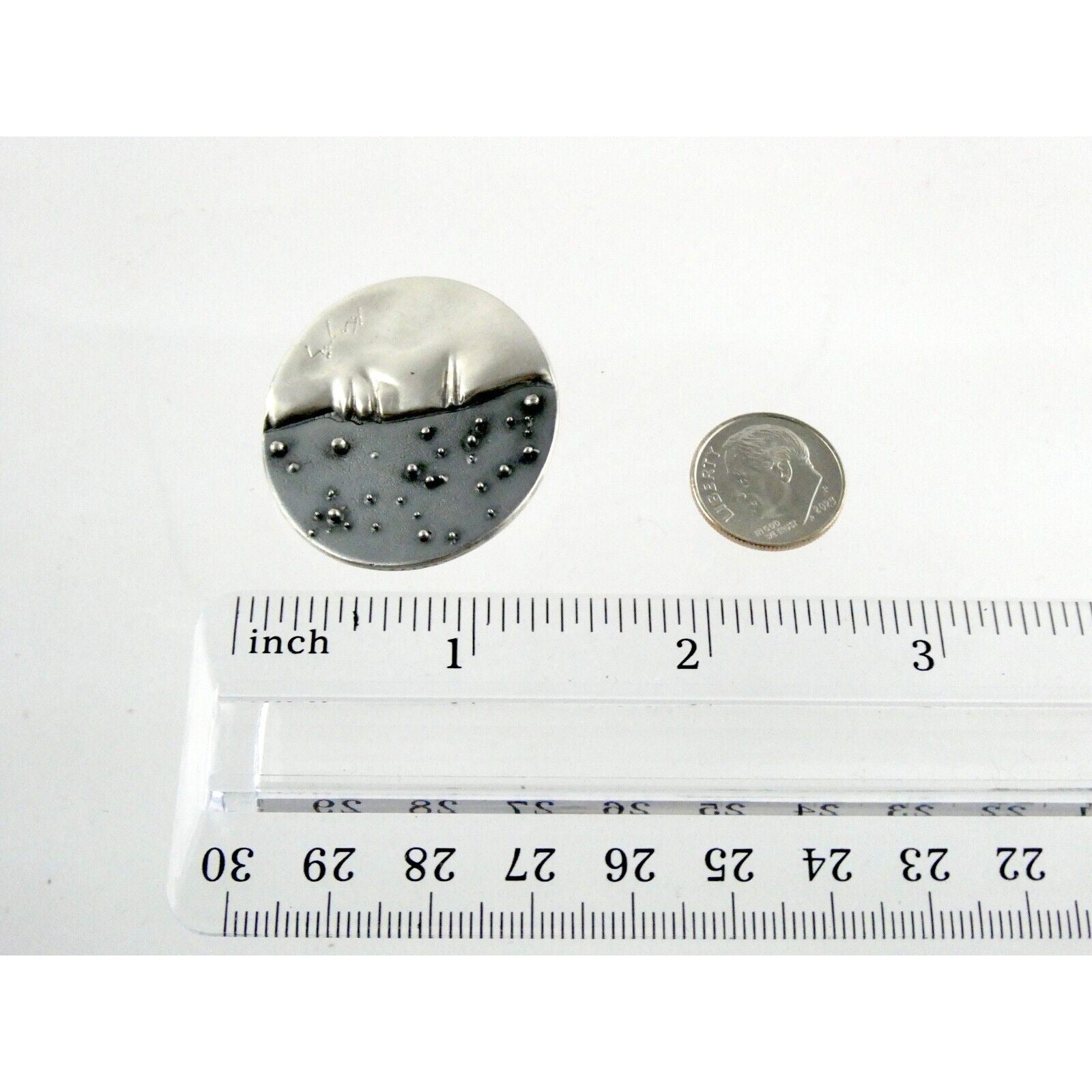 Vintage Handmade Signed Sterling Silver Moon Face and Star Pendant 925 14.8g 312
