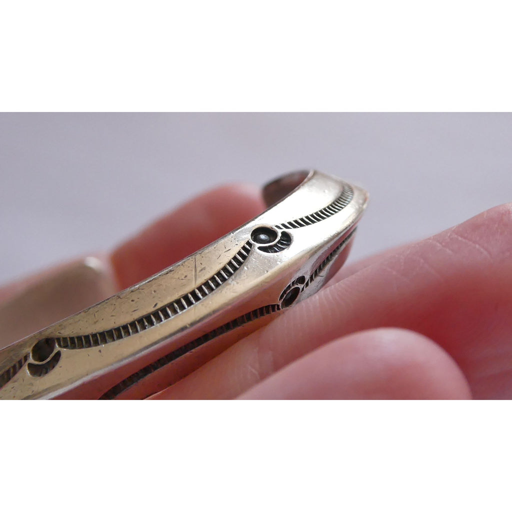 WT Signed NA Southwestern Patterned Sterling Silver Cuff Bracelet 6.75 Inch 39g