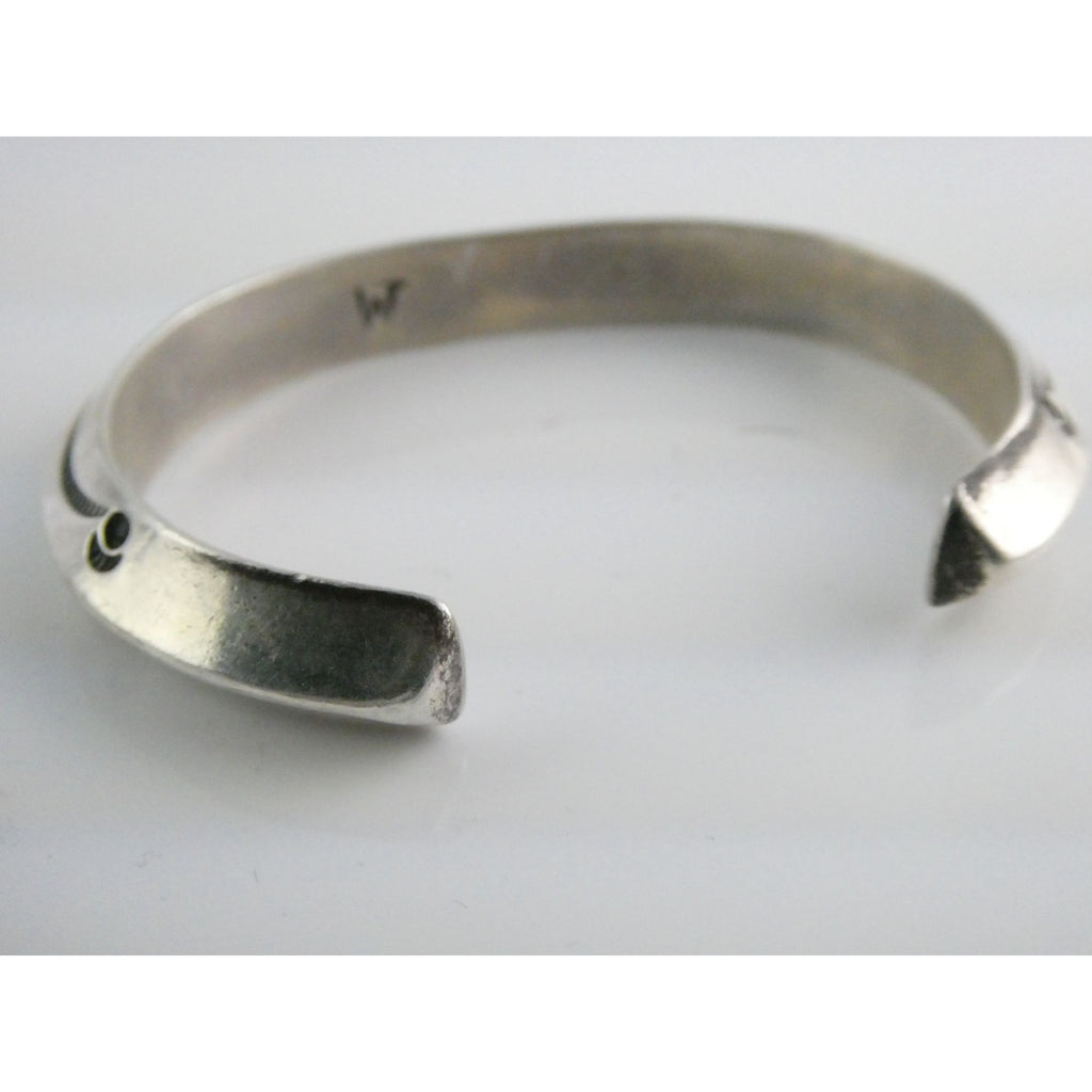 WT Signed NA Southwestern Patterned Sterling Silver Cuff Bracelet 6.75 Inch 39g