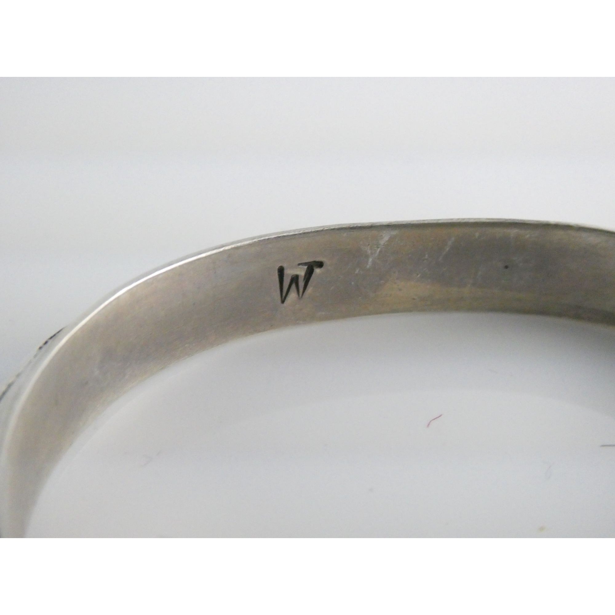 WT Signed NA Southwestern Patterned Sterling Silver Cuff Bracelet 6.75 Inch 39g