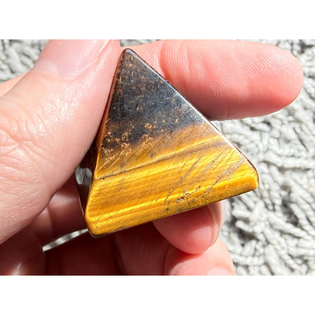 Polished Tigers Eye Pyramid Piece Specimen 28.8g Weight 1.75 Inch Height