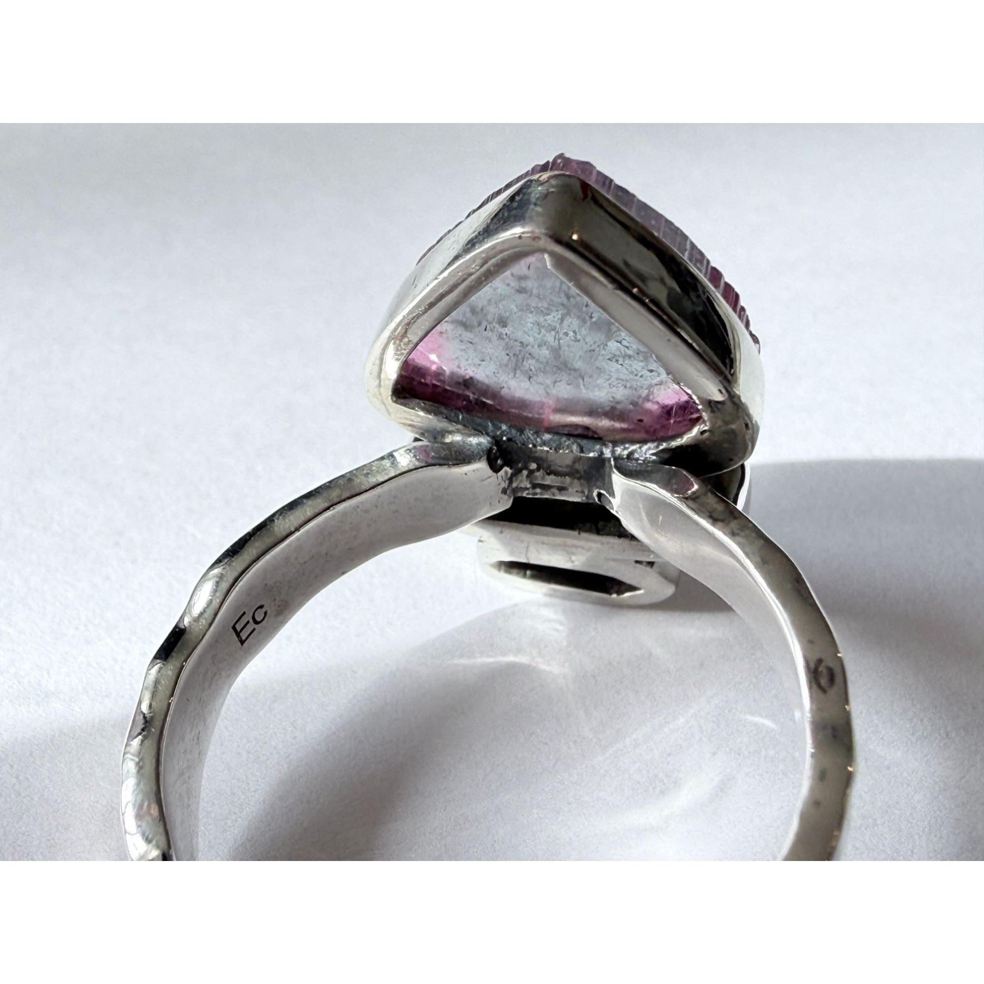 Artisan Made Sterling Silver Watermelon Tourmaline Ring Size 10 Weighs 6.7g
