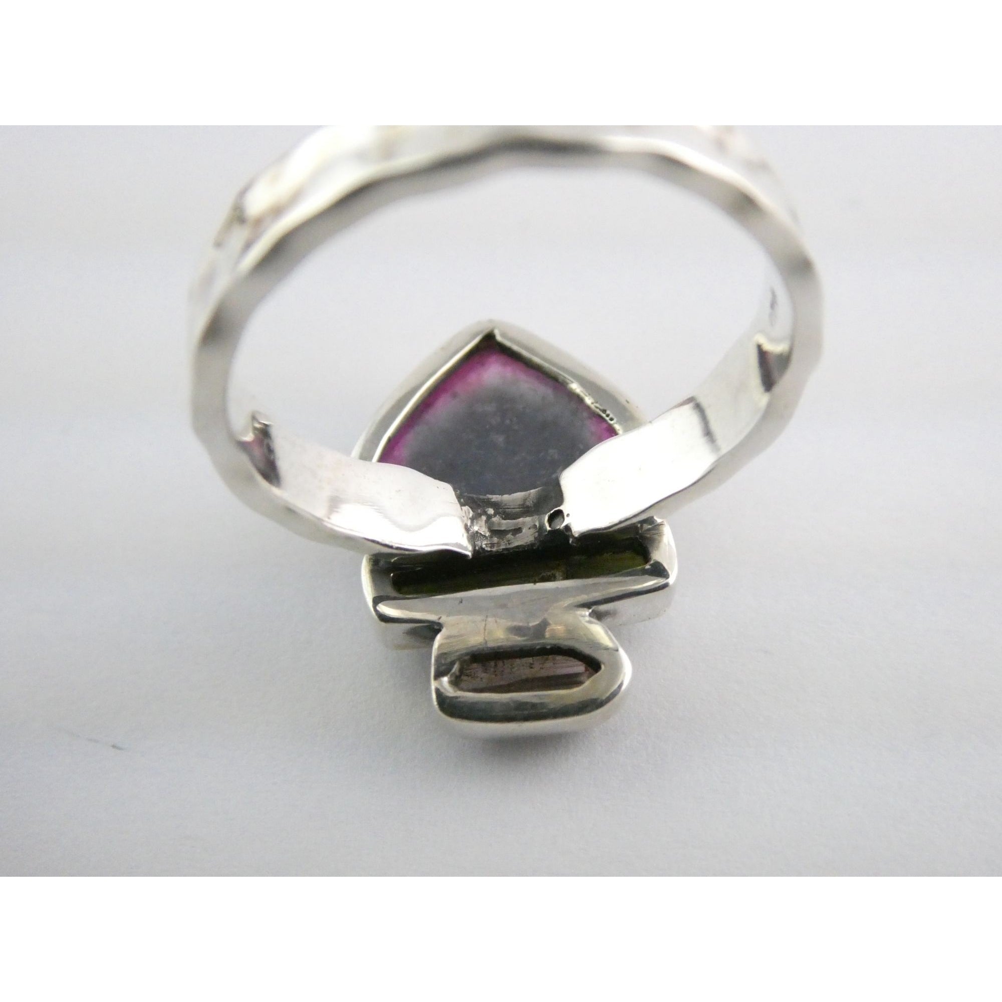 Artisan Made Sterling Silver Watermelon Tourmaline Ring Size 10 Weighs 6.7g