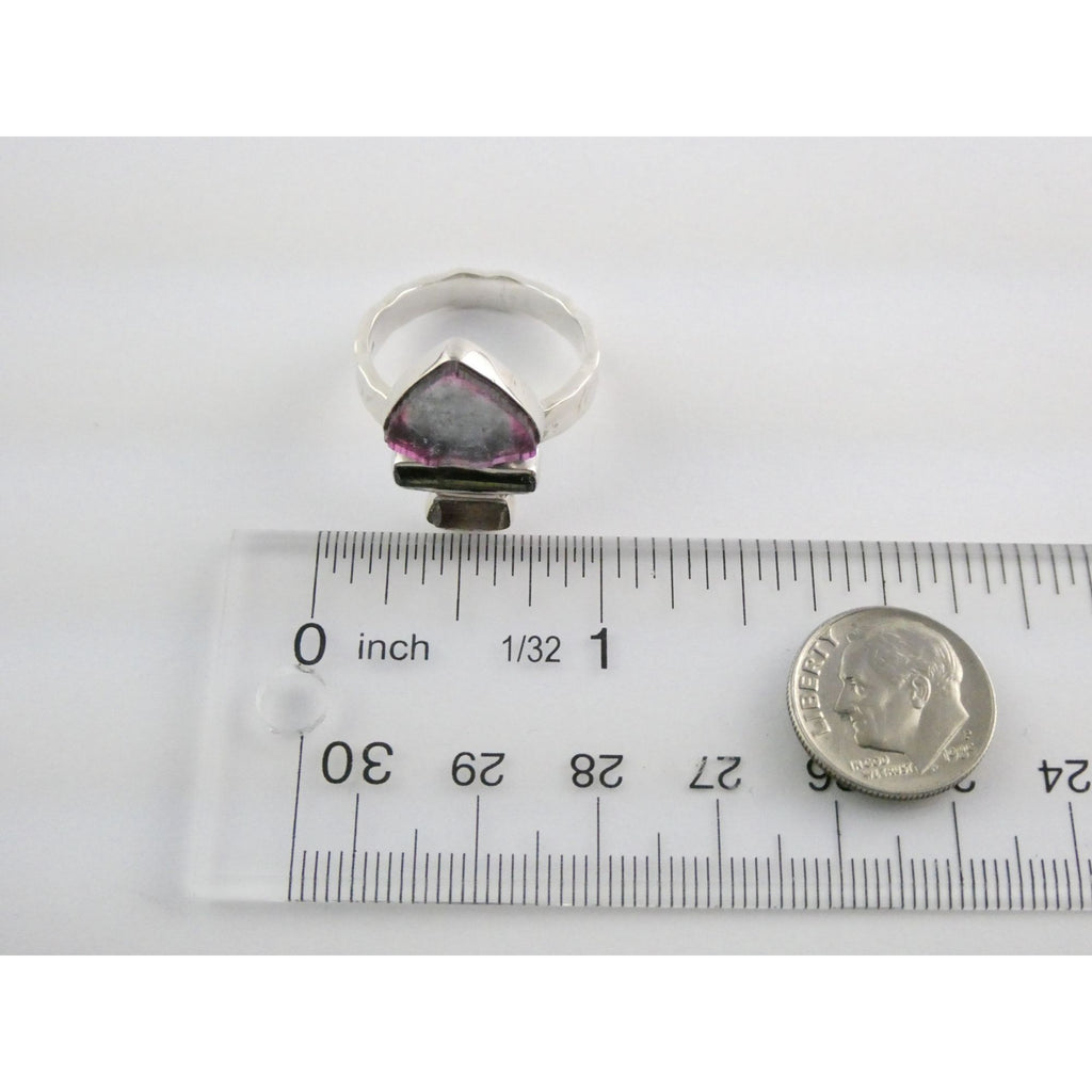 Artisan Made Sterling Silver Watermelon Tourmaline Ring Size 10 Weighs 6.7g