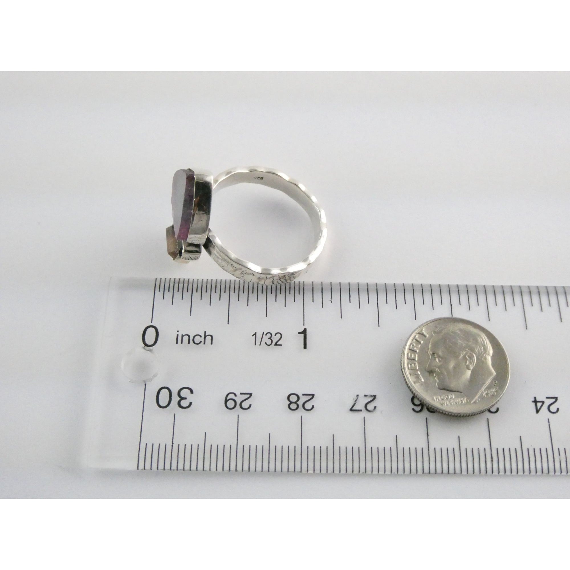 Artisan Made Sterling Silver Watermelon Tourmaline Ring Size 10 Weighs 6.7g