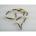 Vintage Goldtone Beaded Heishi Shell and Cream Stone Necklace 15 Inches 21.3g