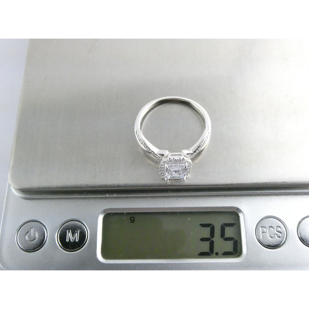 RJ Graziano Sterling Silver White Crystal Ornate Design Ring 925 Size 10 3.5g