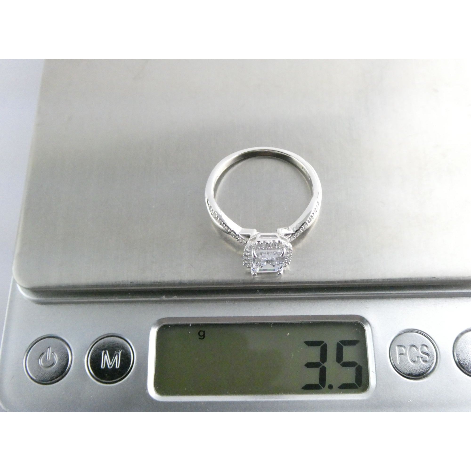 RJ Graziano Sterling Silver White Crystal Ornate Design Ring 925 Size 10 3.5g