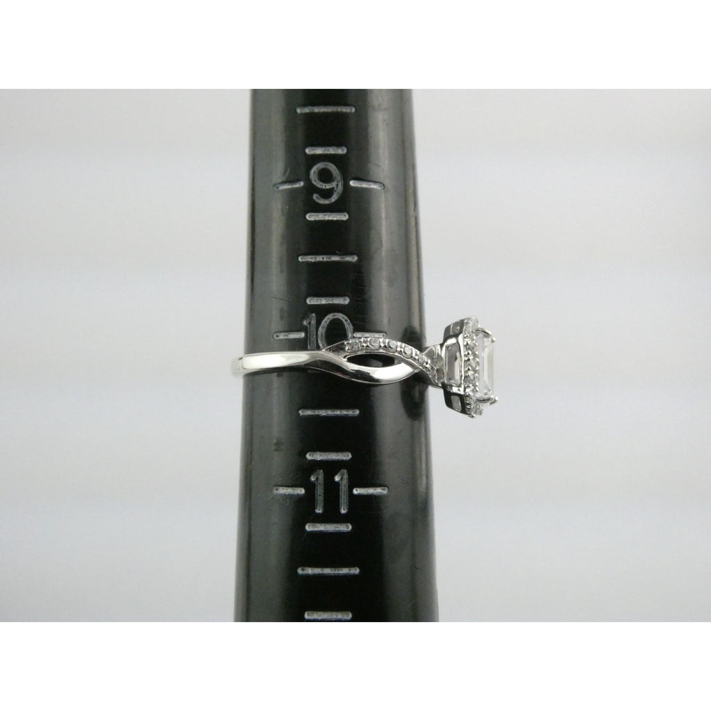 RJ Graziano Sterling Silver White Crystal Ornate Design Ring 925 Size 10 3.5g