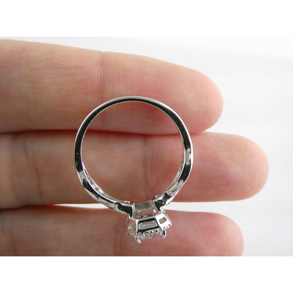 RJ Graziano Sterling Silver White Crystal Ornate Design Ring 925 Size 10 3.5g