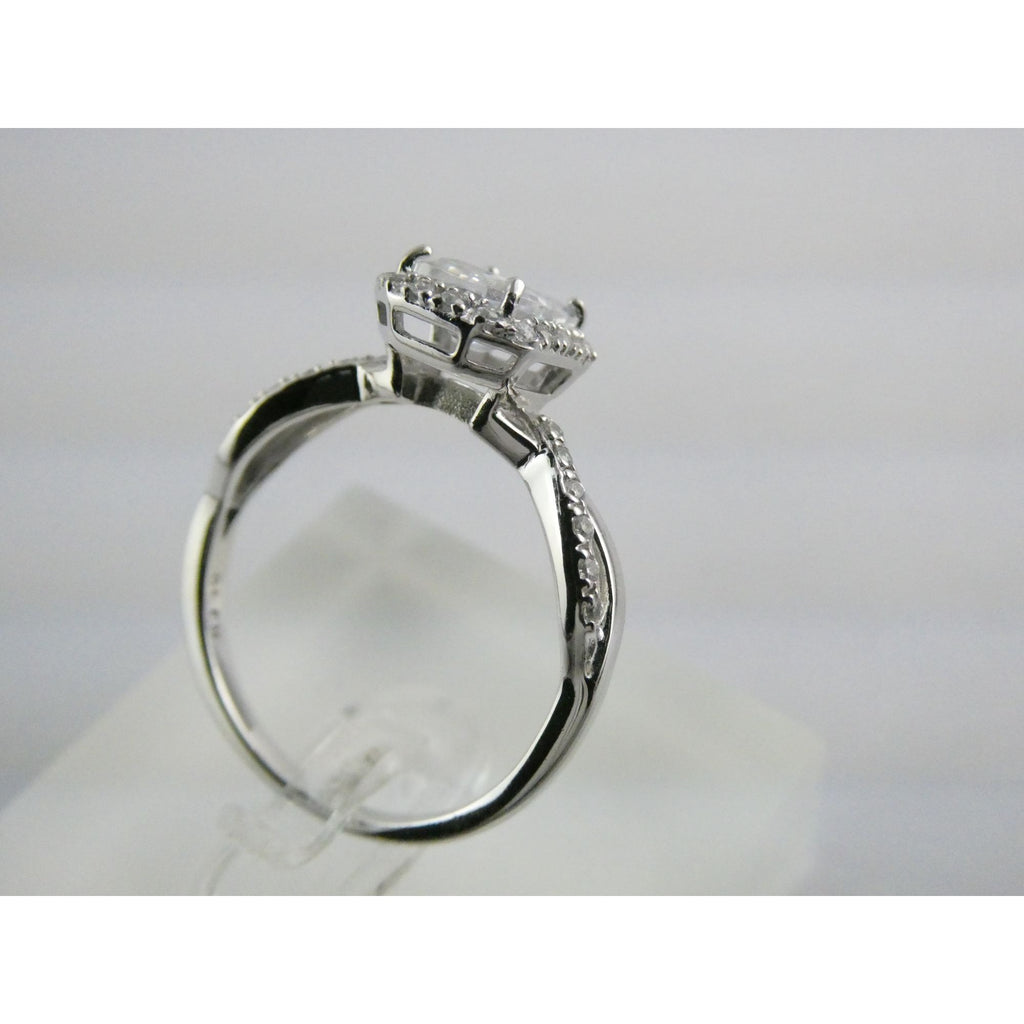 RJ Graziano Sterling Silver White Crystal Ornate Design Ring 925 Size 10 3.5g