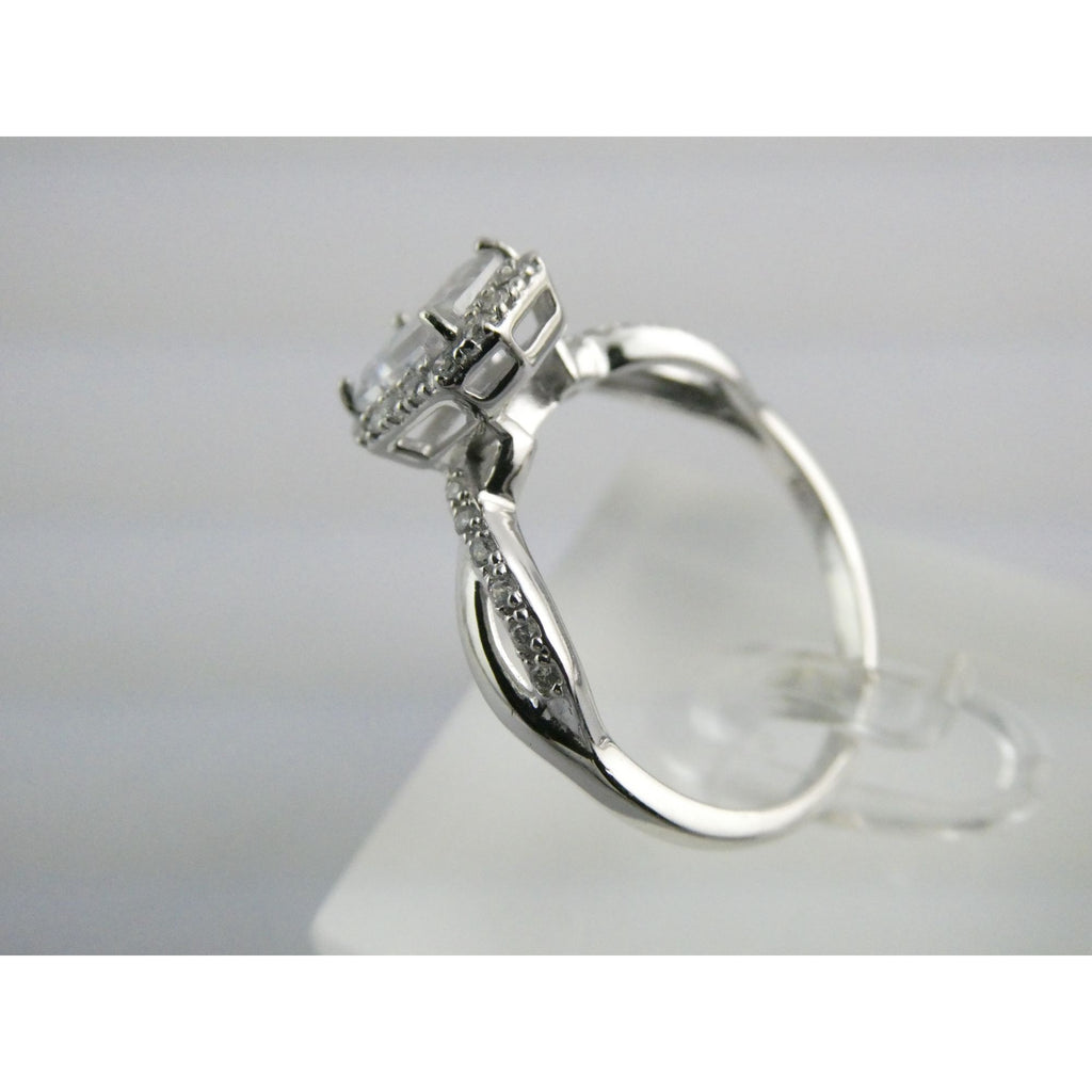 RJ Graziano Sterling Silver White Crystal Ornate Design Ring 925 Size 10 3.5g