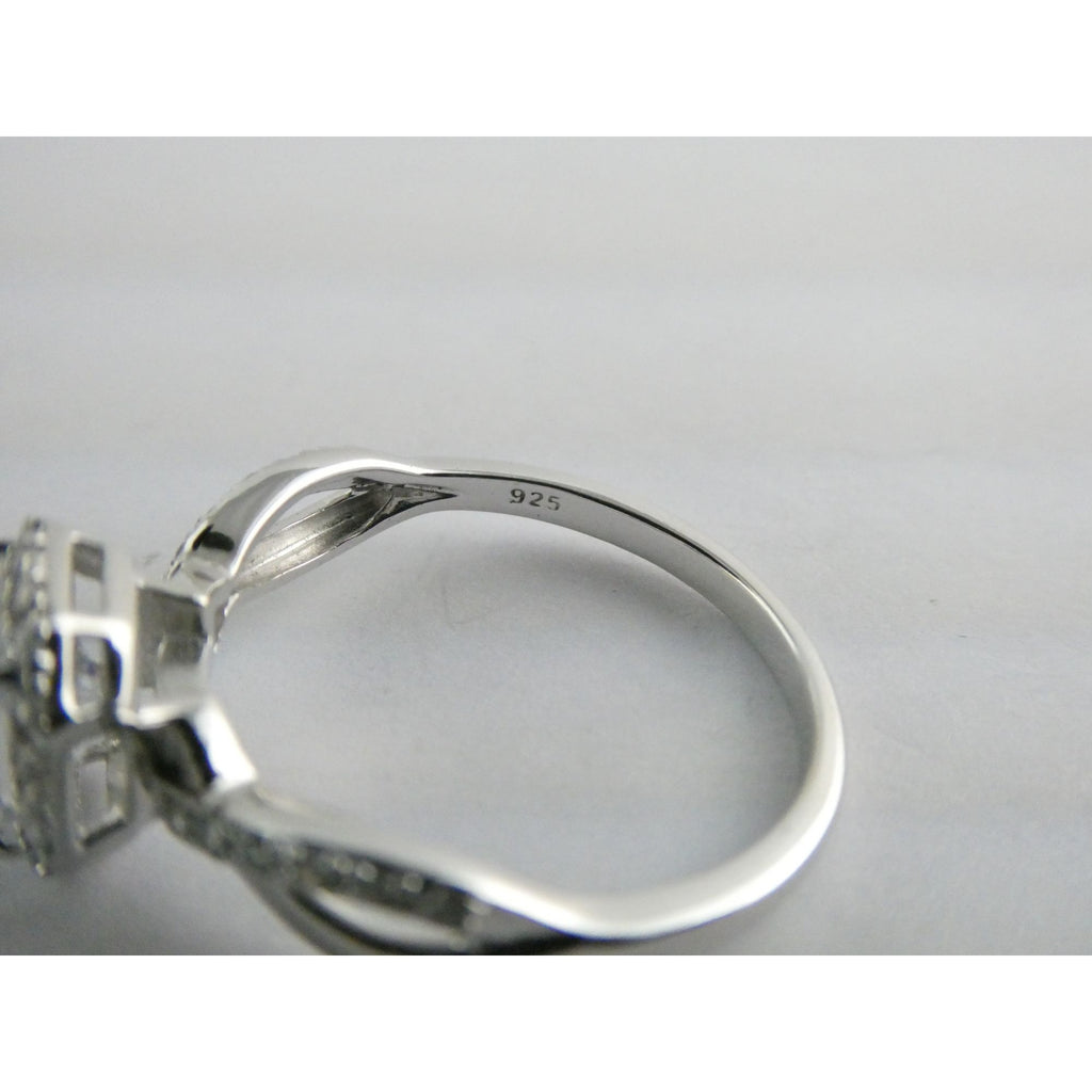 RJ Graziano Sterling Silver White Crystal Ornate Design Ring 925 Size 10 3.5g