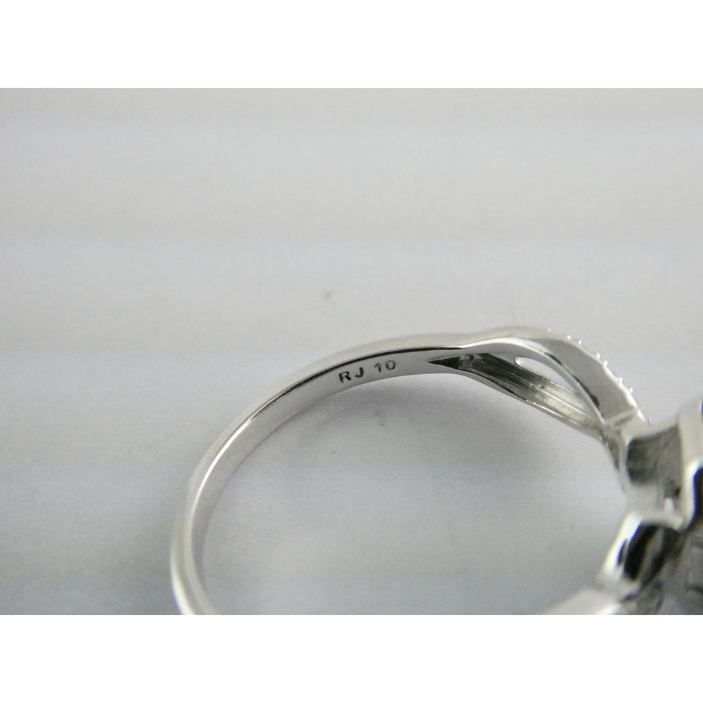 RJ Graziano Sterling Silver White Crystal Ornate Design Ring 925 Size 10 3.5g
