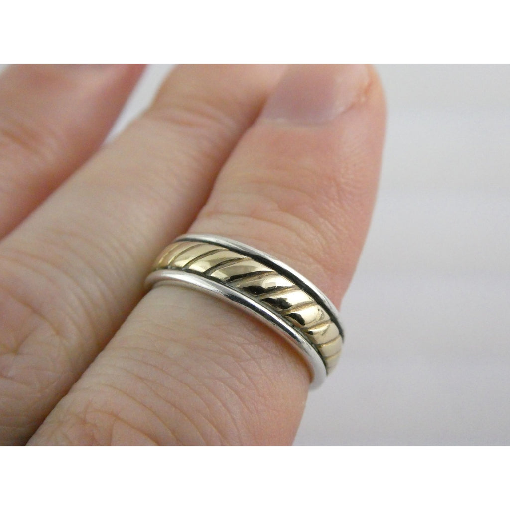 James Avery Fluted Band 14k Gold and Sterling Silver Ring Size 5 Weighs 5.5g
