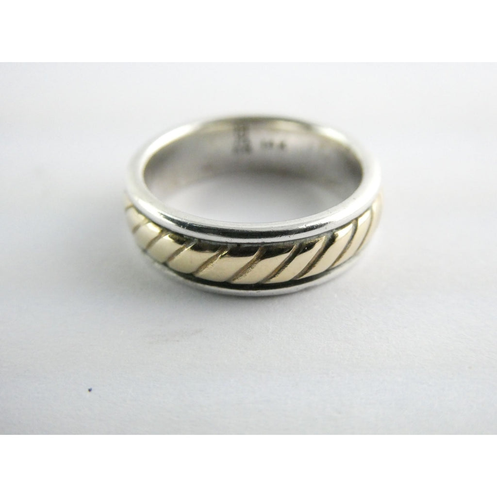 James Avery Fluted Band 14k Gold and Sterling Silver Ring Size 5 Weighs 5.5g