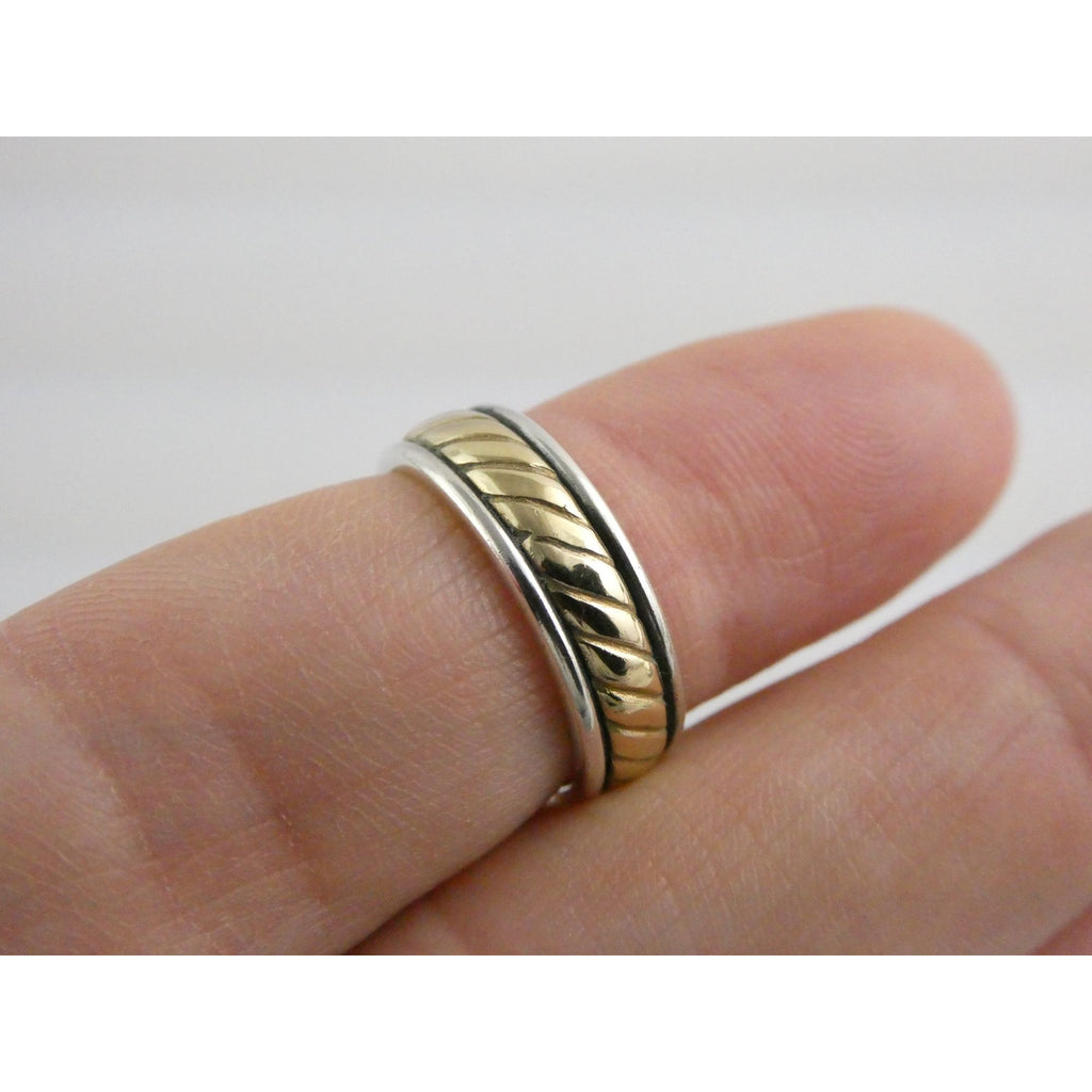 James Avery Fluted Band 14k Gold and Sterling Silver Ring Size 5 Weighs 5.5g