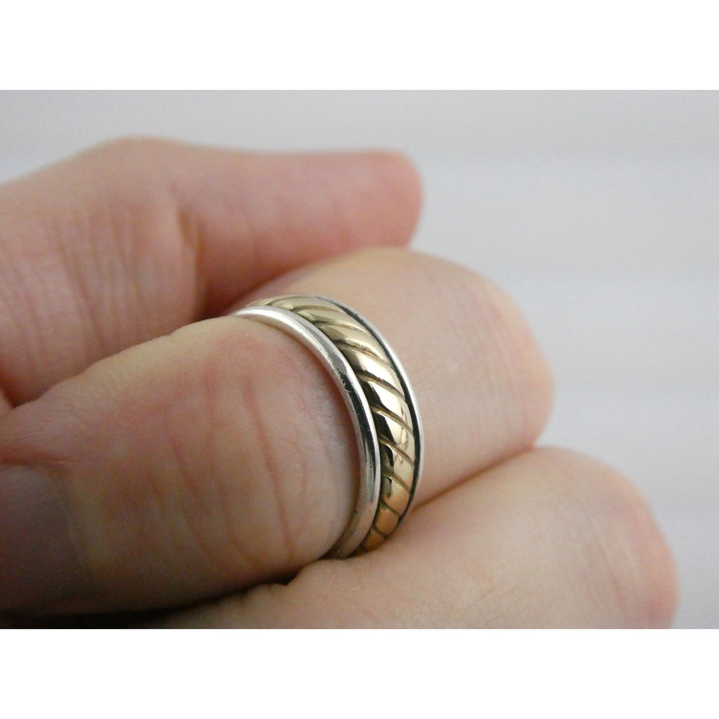 James Avery Fluted Band 14k Gold and Sterling Silver Ring Size 5 Weighs 5.5g