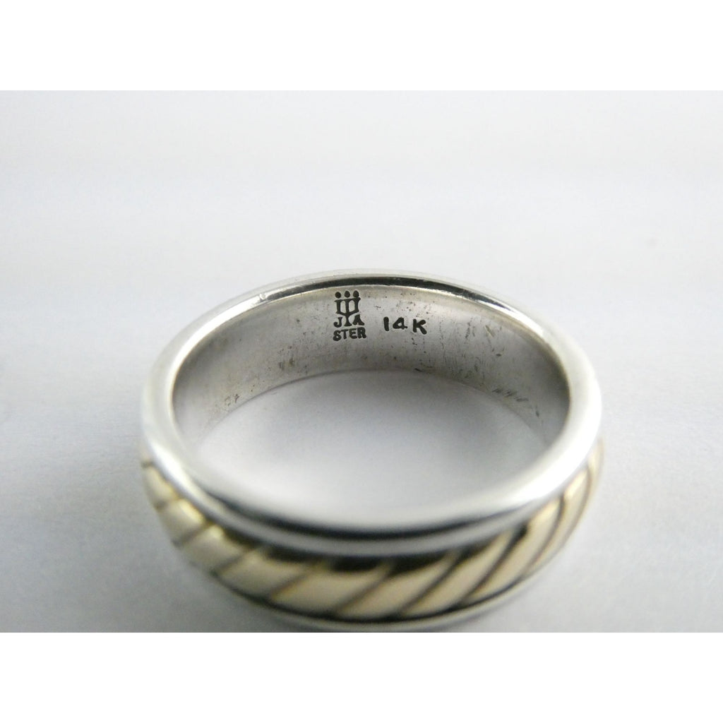 James Avery Fluted Band 14k Gold and Sterling Silver Ring Size 5 Weighs 5.5g