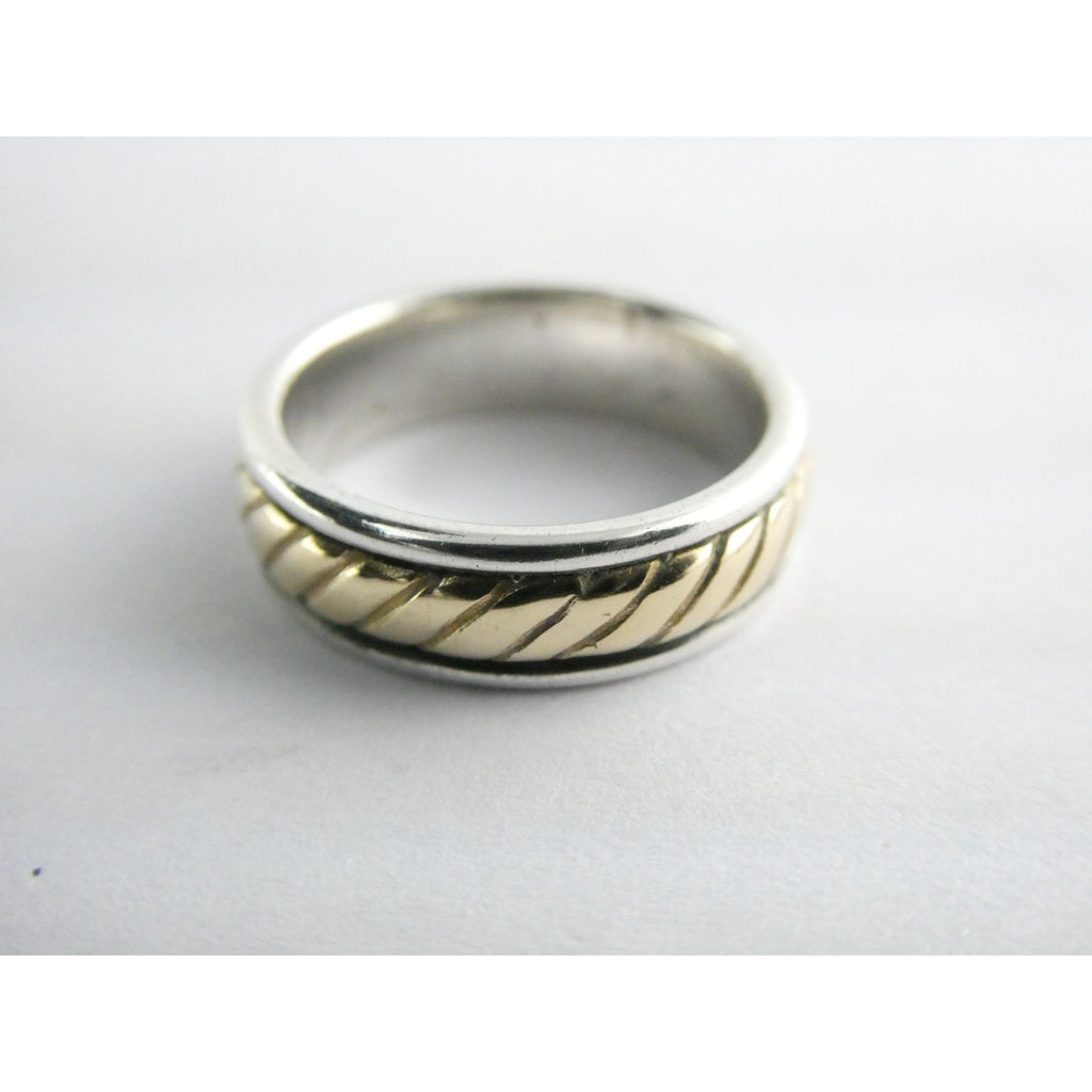 James Avery Fluted Band 14k Gold and Sterling Silver Ring Size 5 Weighs 5.5g
