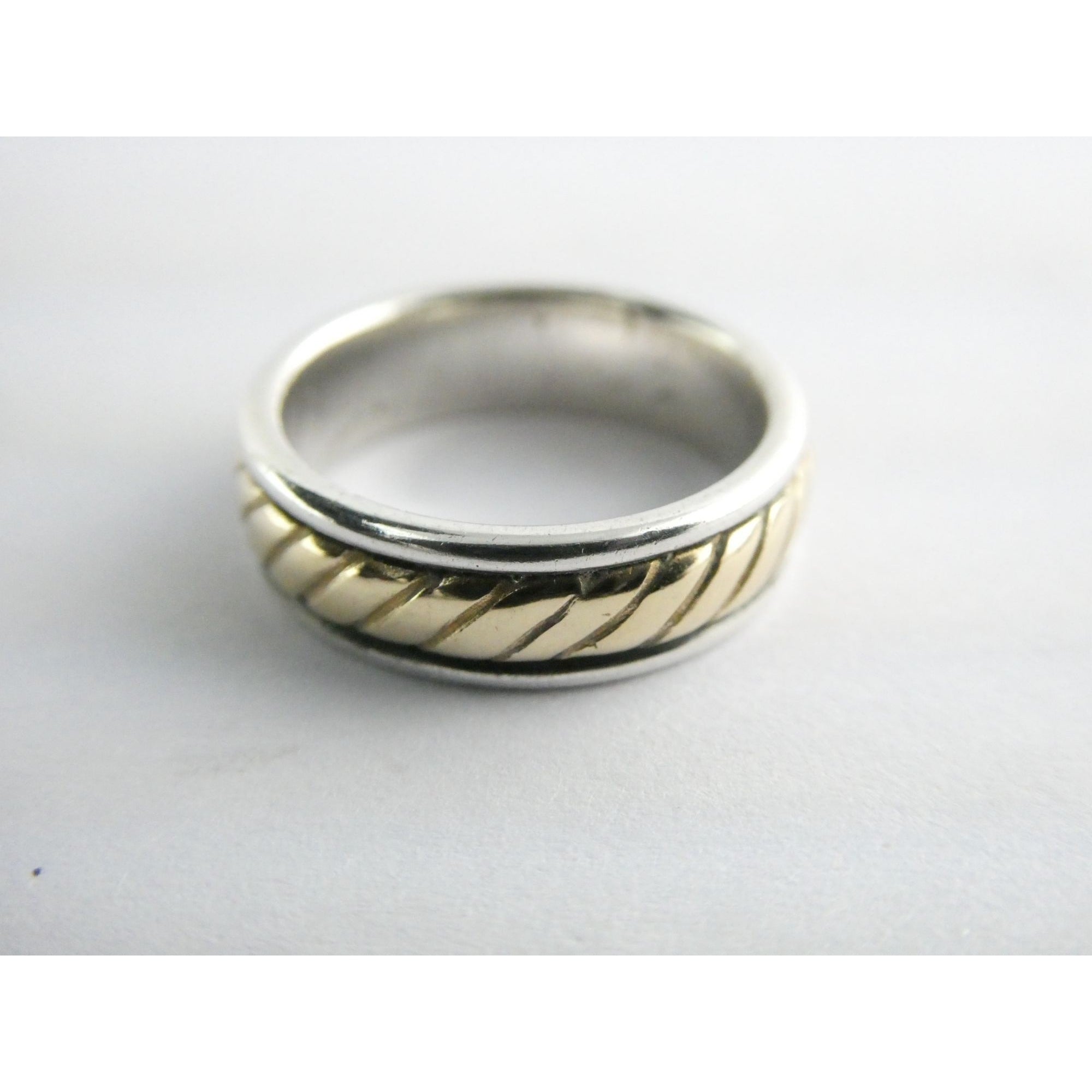 James Avery Fluted Band 14k Gold and Sterling Silver Ring Size 5 Weighs 5.5g