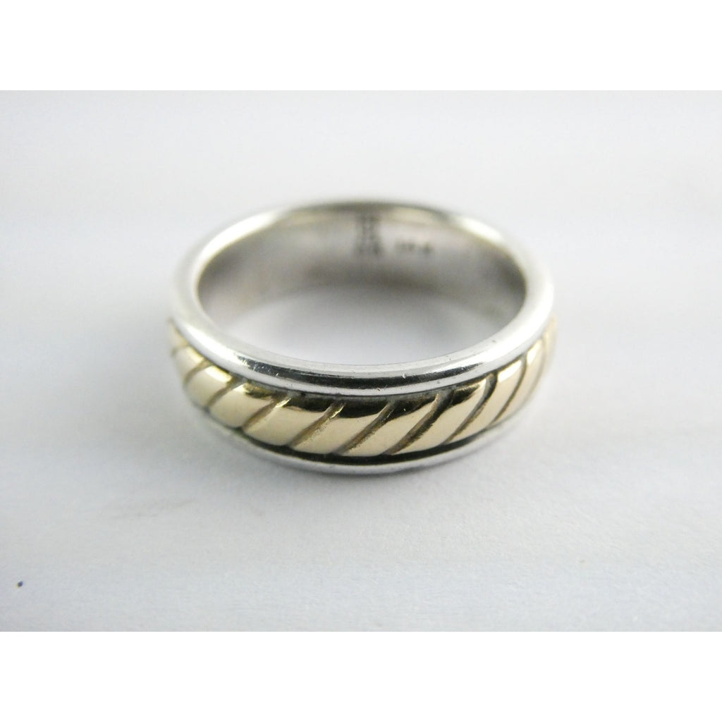 James Avery Fluted Band 14k Gold and Sterling Silver Ring Size 5 Weighs 5.5g