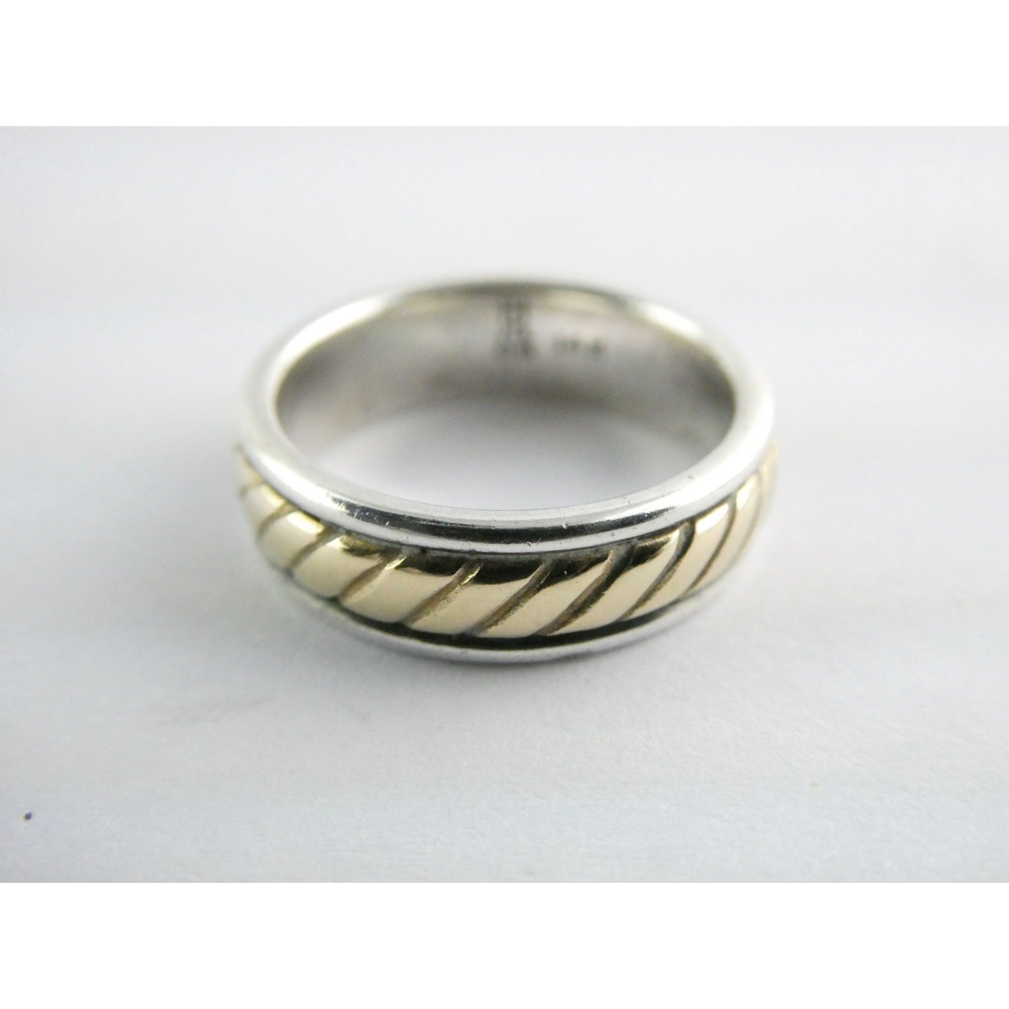 James Avery Fluted Band 14k Gold and Sterling Silver Ring Size 5 Weighs 5.5g