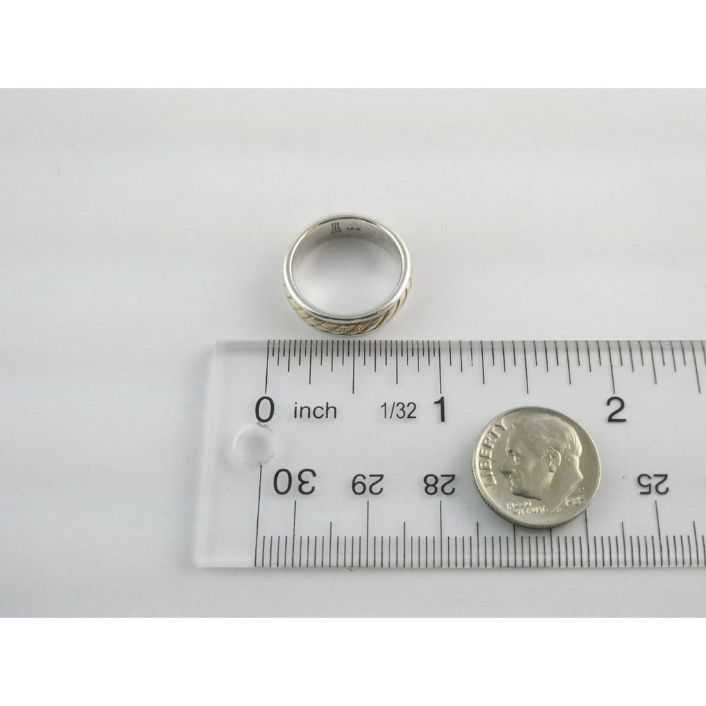 James Avery Fluted Band 14k Gold and Sterling Silver Ring Size 5 Weighs 5.5g