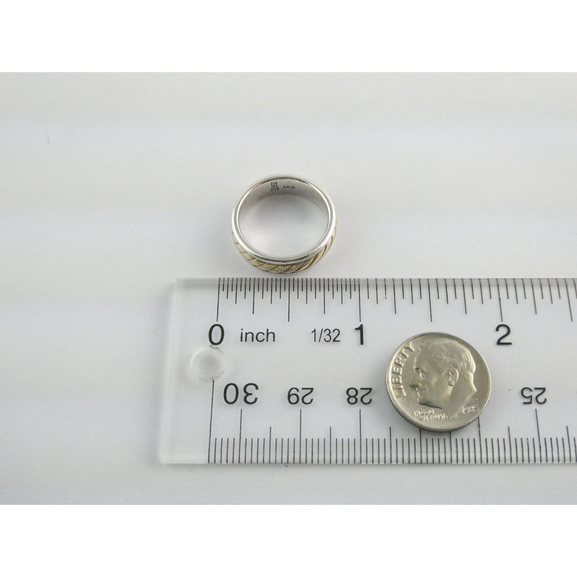 James Avery Fluted Band 14k Gold and Sterling Silver Ring Size 5 Weighs 5.5g