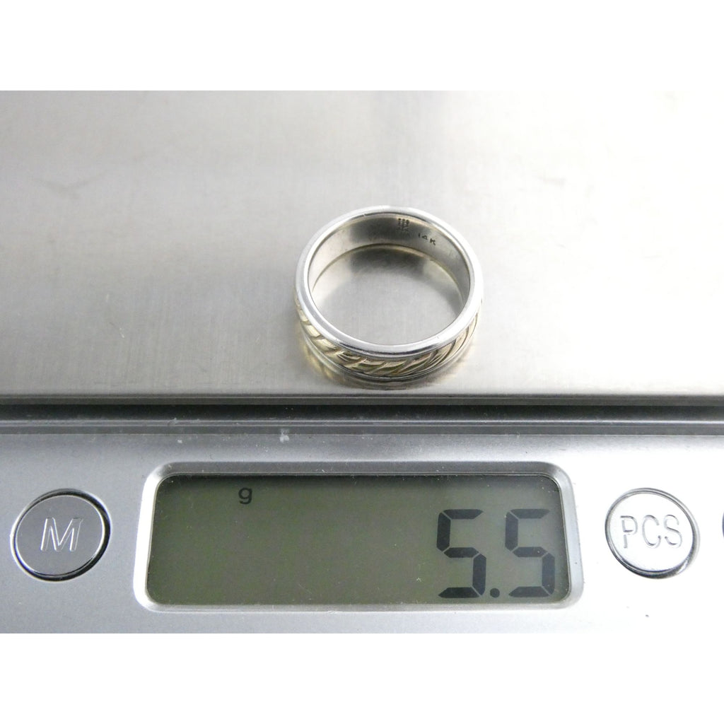 James Avery Fluted Band 14k Gold and Sterling Silver Ring Size 5 Weighs 5.5g