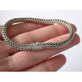 John Hardy Icon Sterling Silver Bracelet Woven Wheat Chain 6.3mm 7.25 Inches 26g