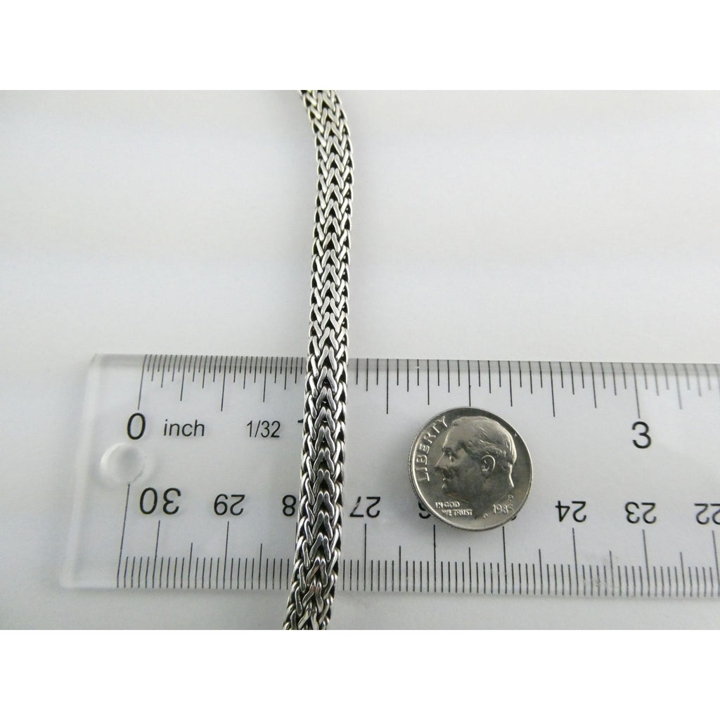 John Hardy Icon Sterling Silver Bracelet Woven Wheat Chain 6.3mm 7.25 Inches 26g