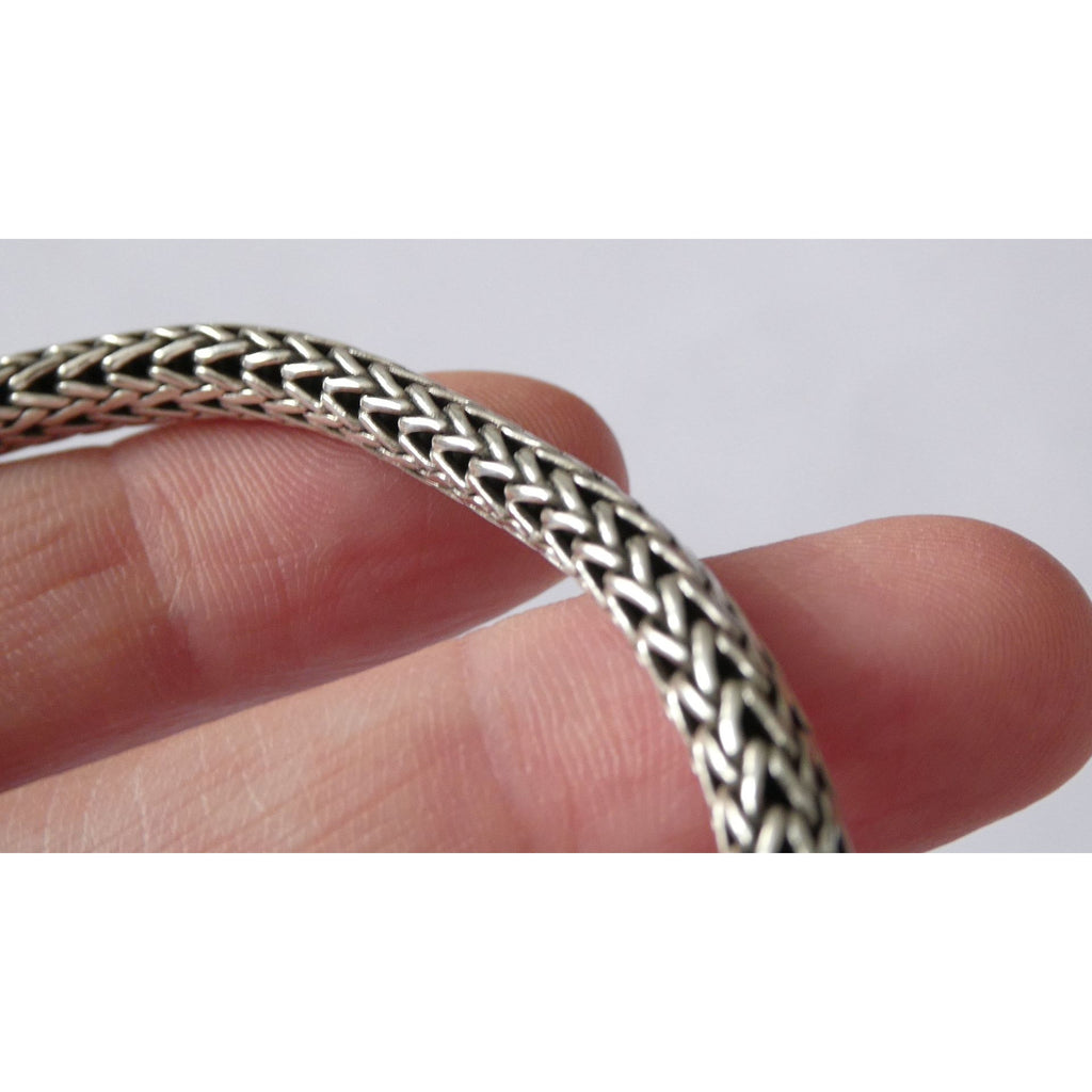 John Hardy Icon Sterling Silver Bracelet Woven Wheat Chain 6.3mm 7.25 Inches 26g