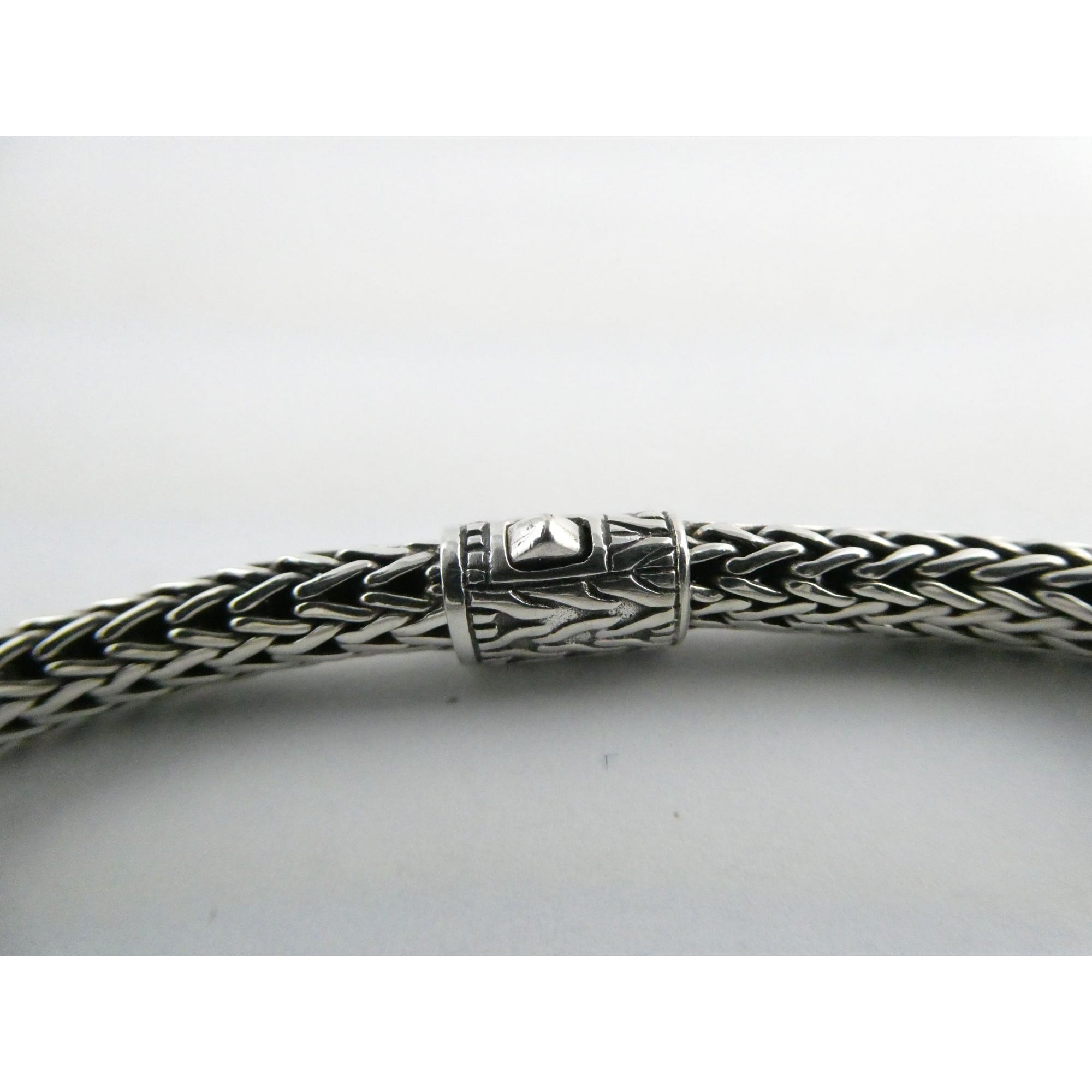John Hardy Icon Sterling Silver Bracelet Woven Wheat Chain 6.3mm 7.25 Inches 26g