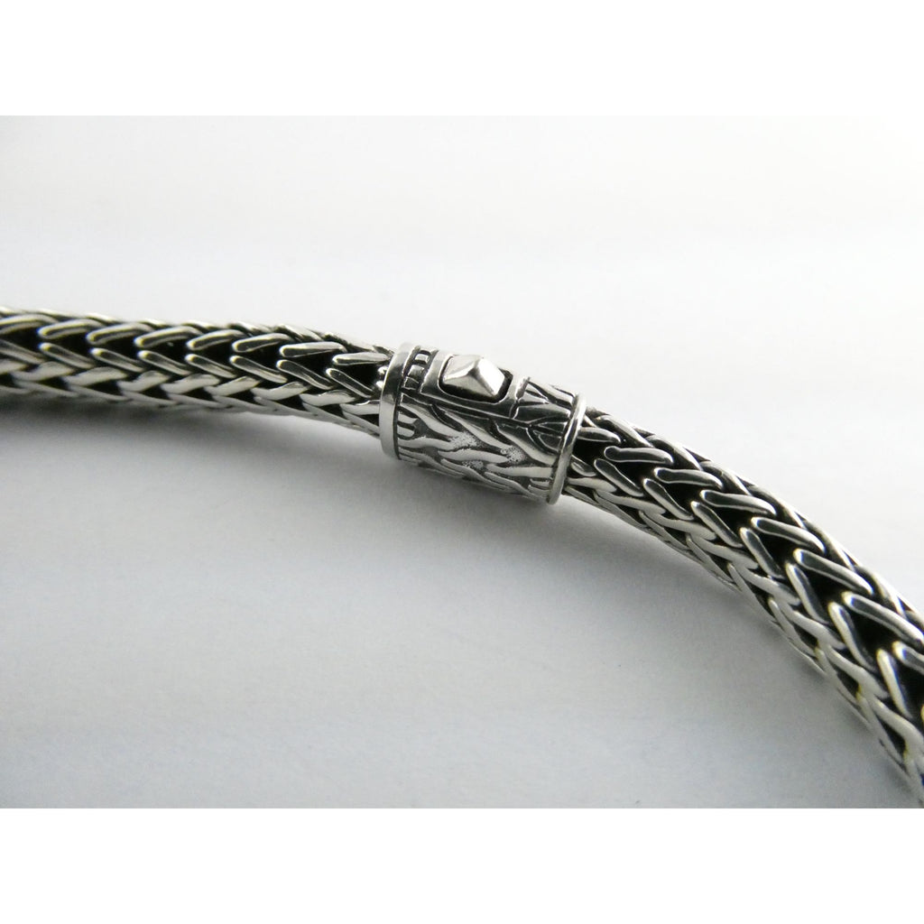 John Hardy Icon Sterling Silver Bracelet Woven Wheat Chain 6.3mm 7.25 Inches 26g