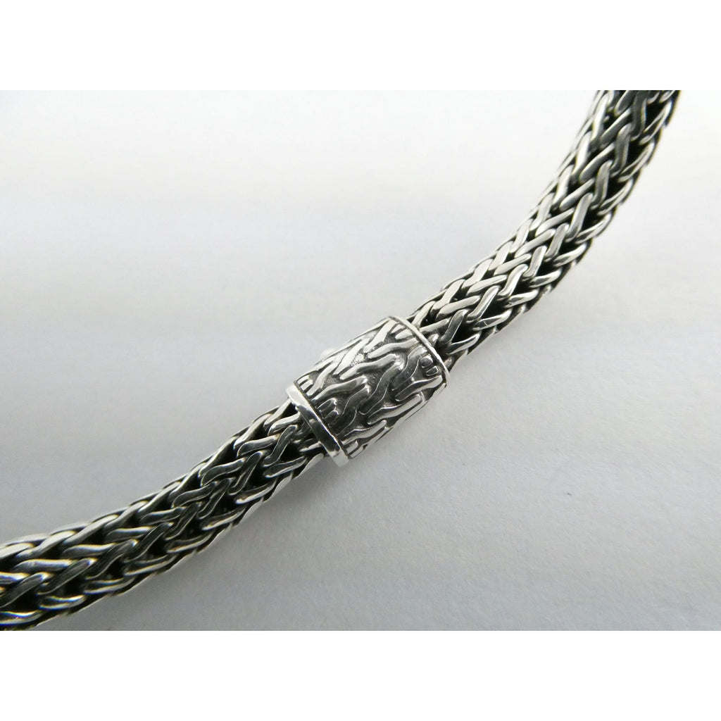 John Hardy Icon Sterling Silver Bracelet Woven Wheat Chain 6.3mm 7.25 Inches 26g
