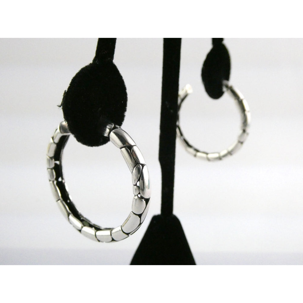 John Hardy Kali Sterling Silver Pebbled Design Hoop Earrings 925 39mm 15.9g