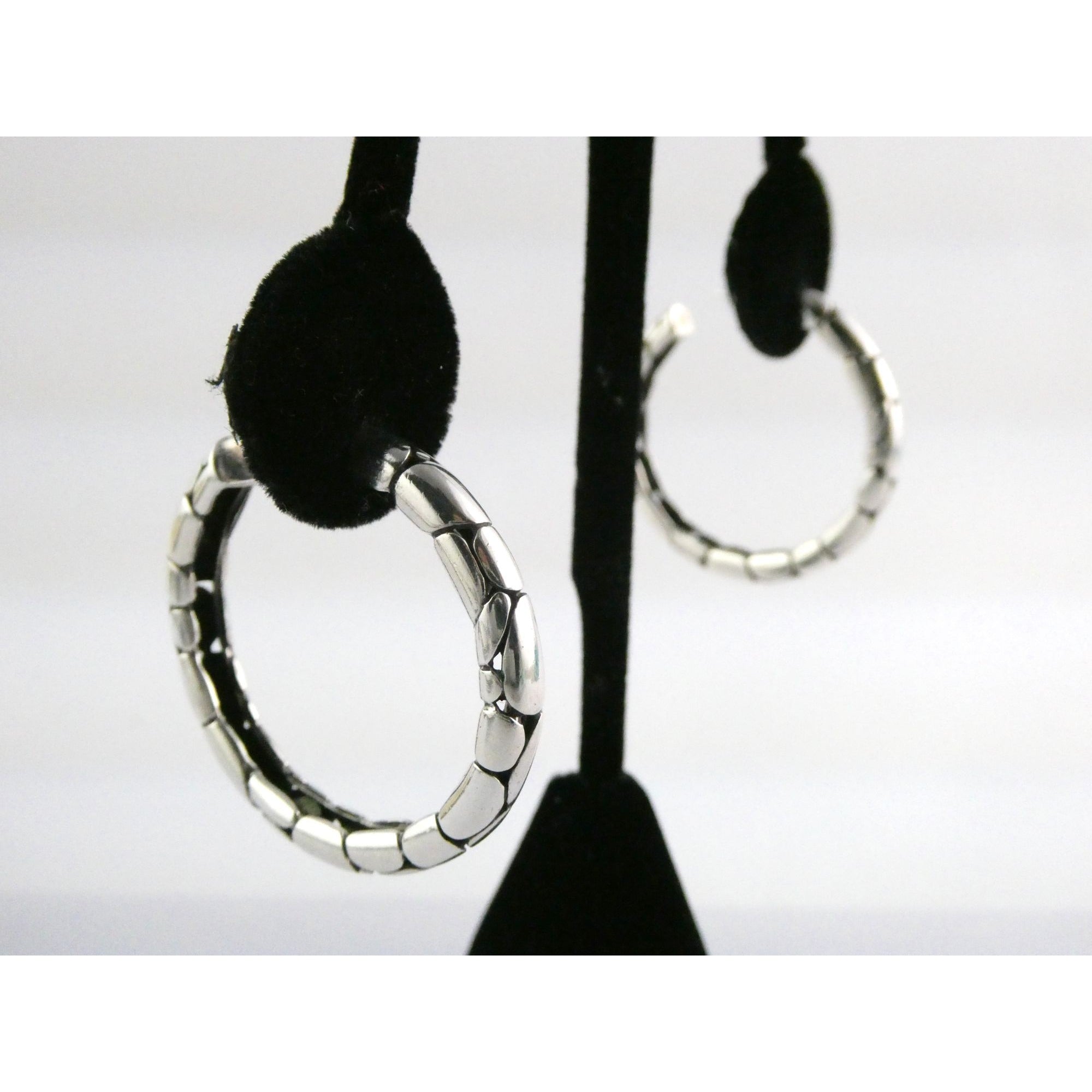 John Hardy Kali Sterling Silver Pebbled Design Hoop Earrings 925 39mm 15.9g