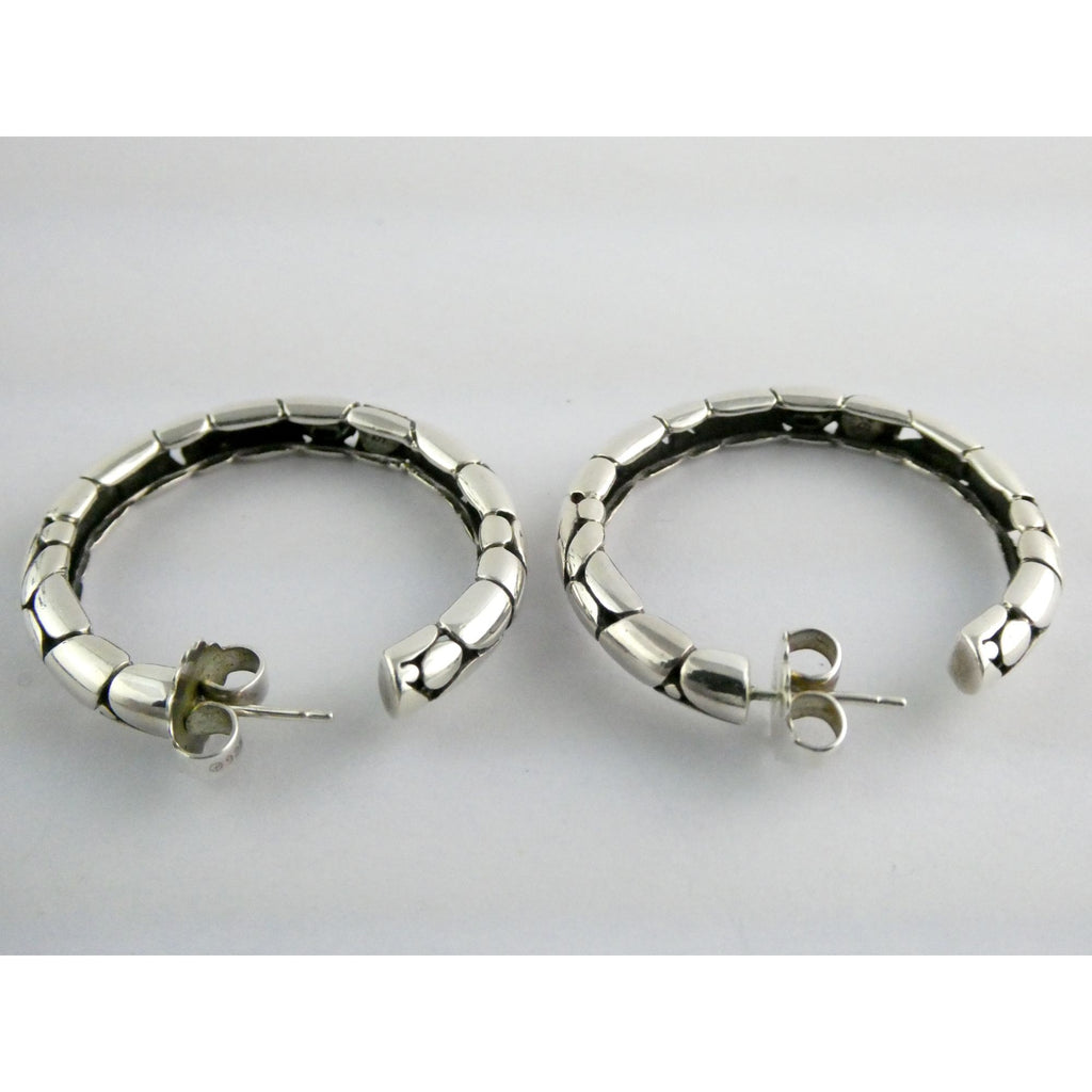John Hardy Kali Sterling Silver Pebbled Design Hoop Earrings 925 39mm 15.9g